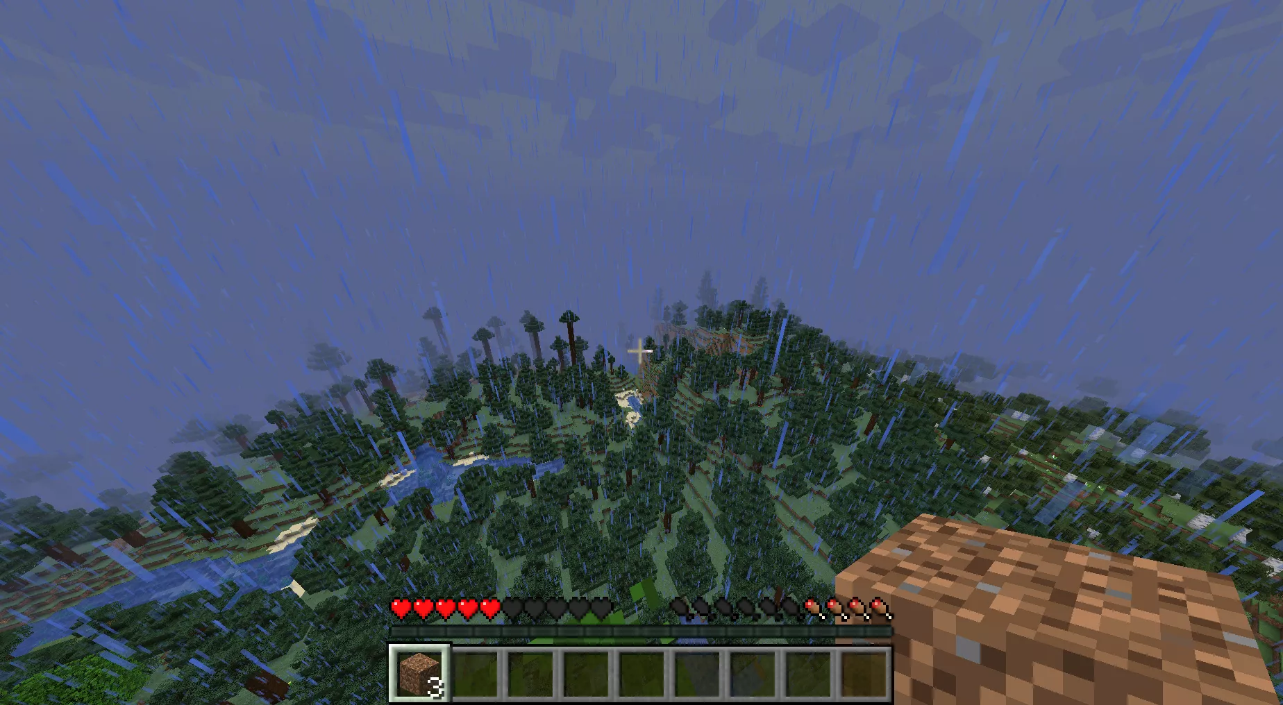 A rainy day in Minecraft.